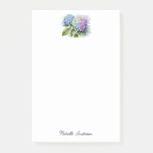 Elegant Trendy Watercolor Hydrangea Floral Post-it Notes