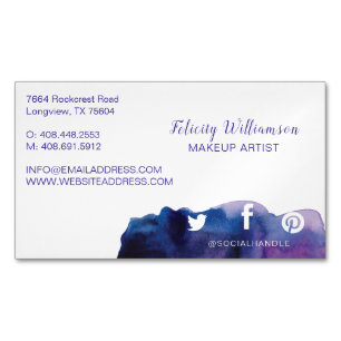 Elegant Trendy Watercolor Wash Makeup Artist Magnetic Business Card