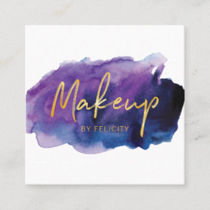Elegant Trendy Watercolor Wash Makeup Artist Square Business Card