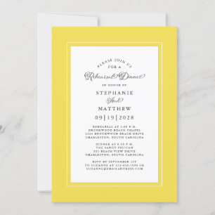 Elegant Trendy Yellow Wedding Rehearsal Dinner Invitation