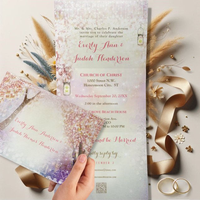 Elegant Tri-Fold Fairy Tale Wedding Includes RSVP Invitation (Creator Uploaded)