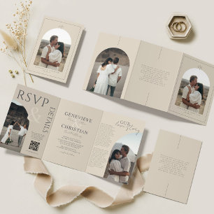 Elegant Tri-Fold Wedding Invitation with Photos