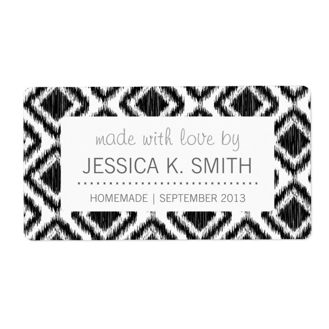 Elegant Tribal Pattern Black and White Ikat Motif (Front)