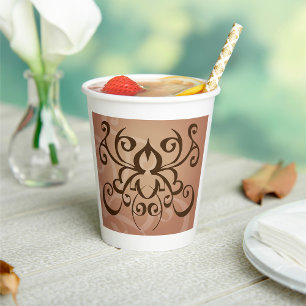 Elegant Tribal Swirl Tattoo Style Paper Cups