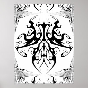 Elegant Tribal Tattoo Design - black and white Poster