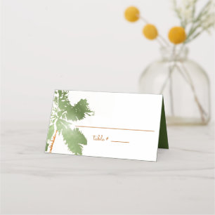 Elegant Tropical Beach Copper Palm Trees Place Card
