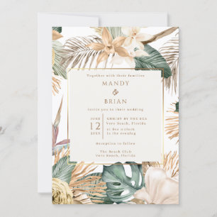 Elegant Tropical Beach Destination Wedding Invitation
