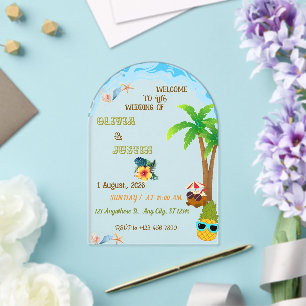 Elegant Tropical Beach Hawaii Acrylic Wedding Invitations