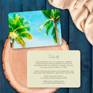 Elegant Tropical Beach Palm Tree Wedding Details Enclosure Card