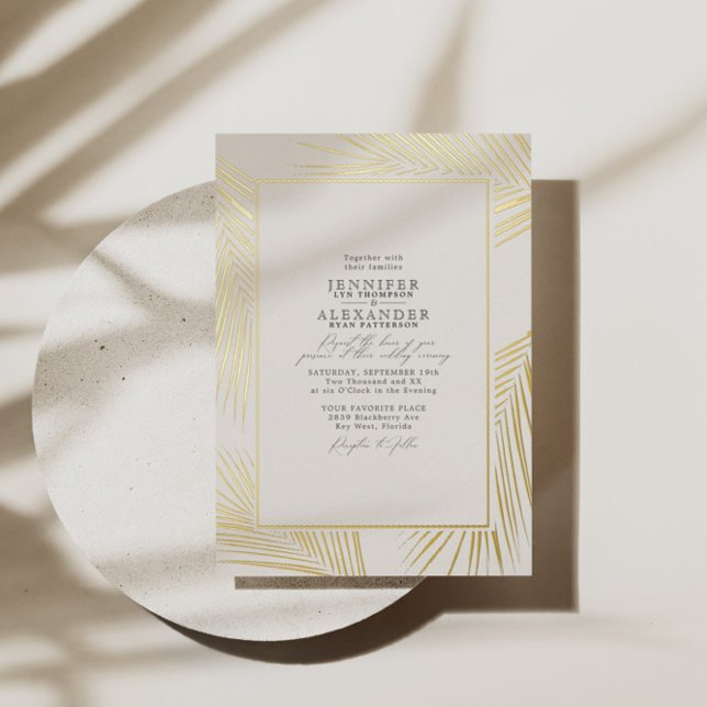 Elegant Tropical Beach Palm Wedding Ivory Gold (Creator Uploaded)