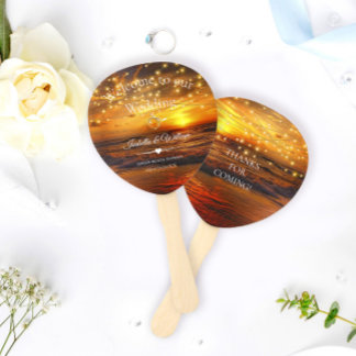 Elegant Tropical Beach String Lights Wedding Favou Hand Fan