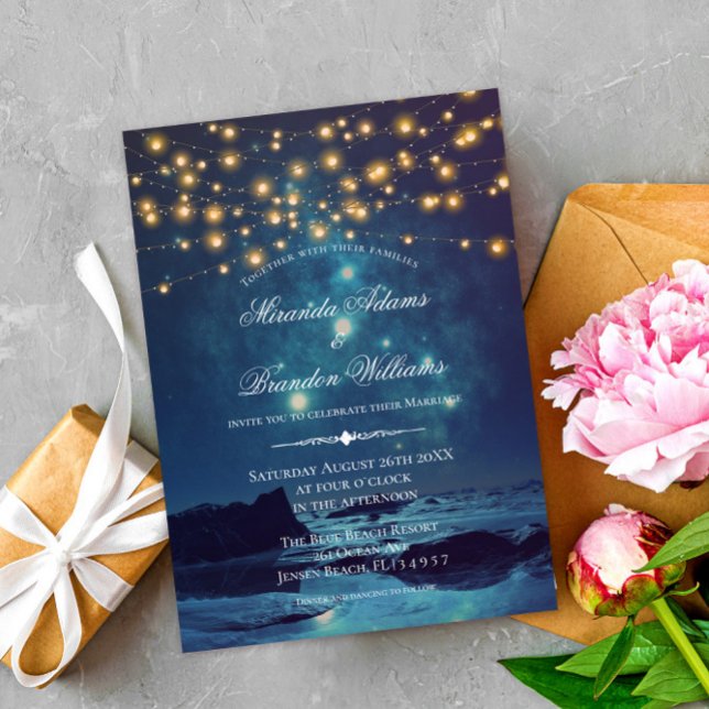 Elegant Tropical Beach Summer Sunset Wedding Invitation (Creator Uploaded)