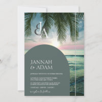 Elegant Tropical Beach Sunset Monogram Wedding
