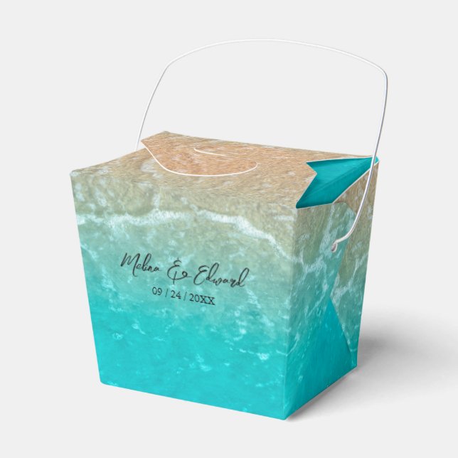 Elegant Tropical Beach Wedding Favour Box (Front Side)