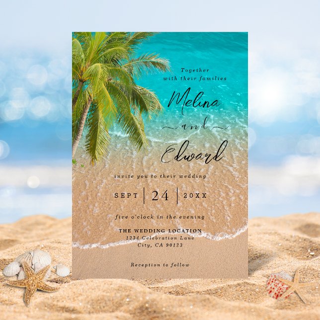 Elegant Tropical Beach Wedding Invitation (Creator Uploaded)