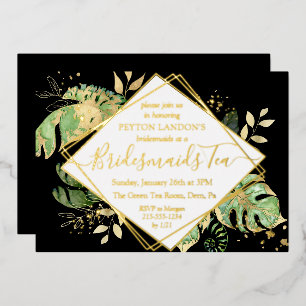 Elegant Tropical Black & Gold Bridesmaid Tea Party