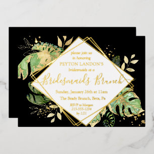 Elegant Tropical Black & Gold Bridesmaids Brunch