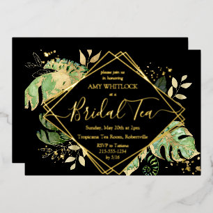 Elegant Tropical Black Gold Foil Bridal Shower Tea