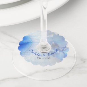 Elegant Tropical Blue Orchid Wedding Décor Wine Glass Tag