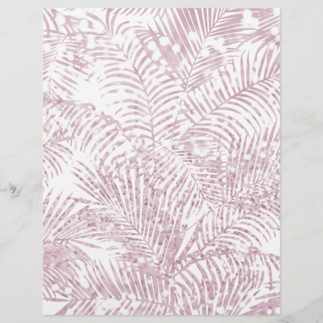 Elegant tropical blush pink faux glitter palm tree flyer (Front)