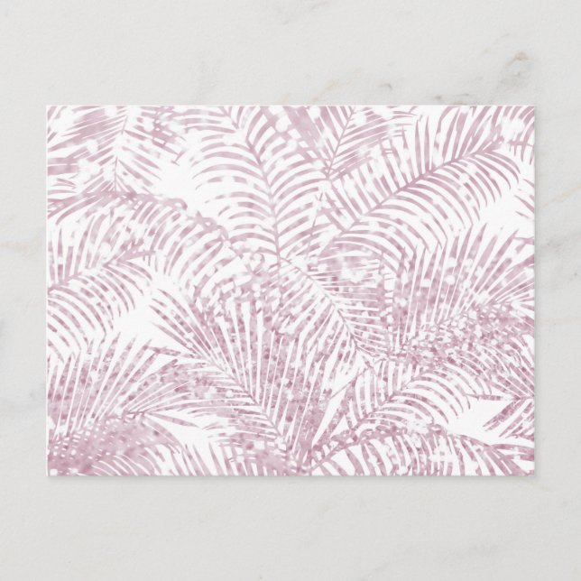 Elegant tropical blush pink faux glitter palm tree postcard (Front)