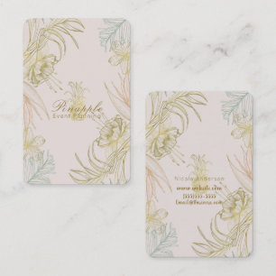 Elegant Tropical Botanical Floral Gold Blush Chic Business Card