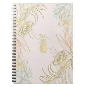 Elegant Tropical Botanical Floral Leaves Gold Notebook
