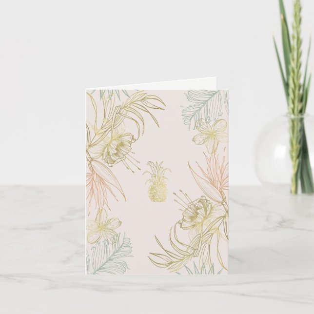 Elegant Tropical Botanical Floral Leaves Thank You Card (Front)