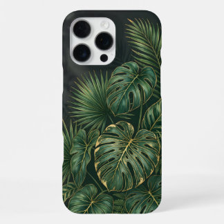 Elegant Tropical Botanical Leaves in Deep Green an iPhone 16 Pro Max Case