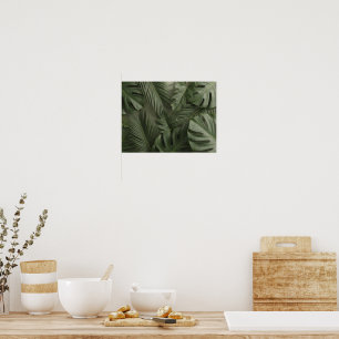 Elegant Tropical Botanical Leaves Wallpaper Luxu Poster