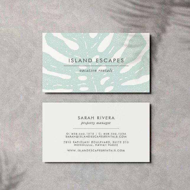 Elegant Tropical Botanical Monstera Leaf Business Card (Creator Uploaded)