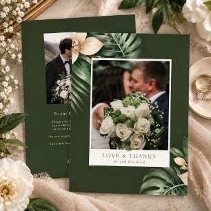 Elegant Tropical Botanical Photo Wedding Thank You Card