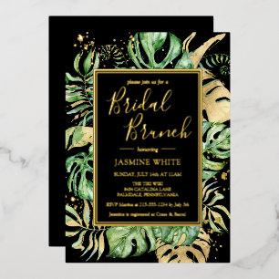 Elegant Tropical Bridal Brunch Shower Black & Gold