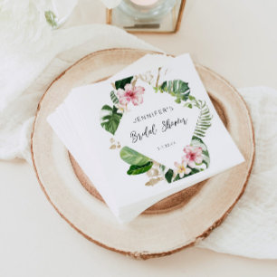 Elegant tropical bridal shower napkins