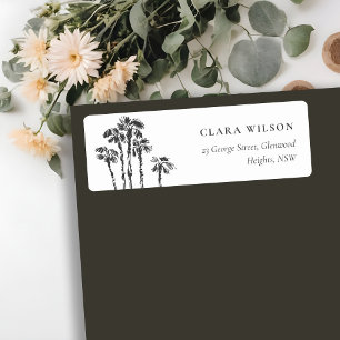 Elegant Tropical Coastal Palm Tree Sketch Address