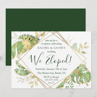 Elegant Tropical Elopement Wedding Reception Invitation