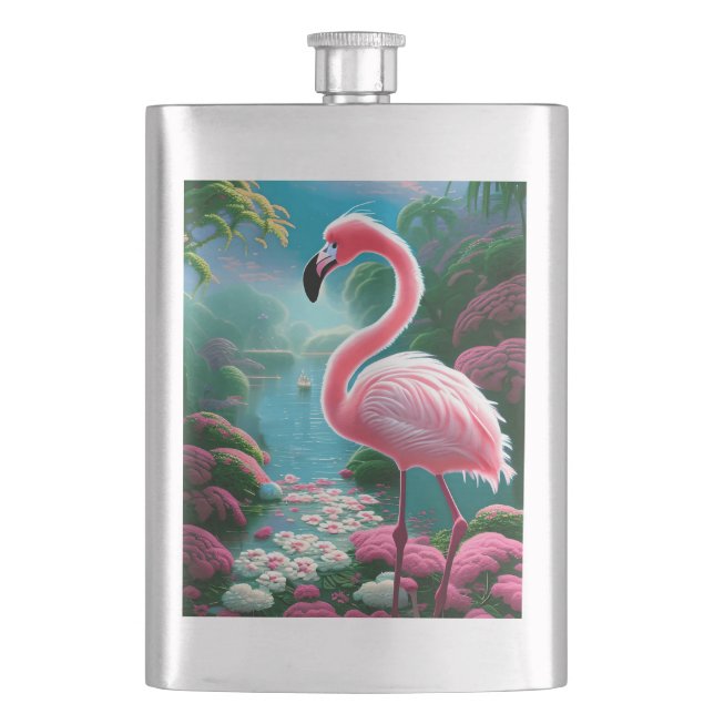 Elegant Tropical Flamingo-70852 Hip Flask (Front)