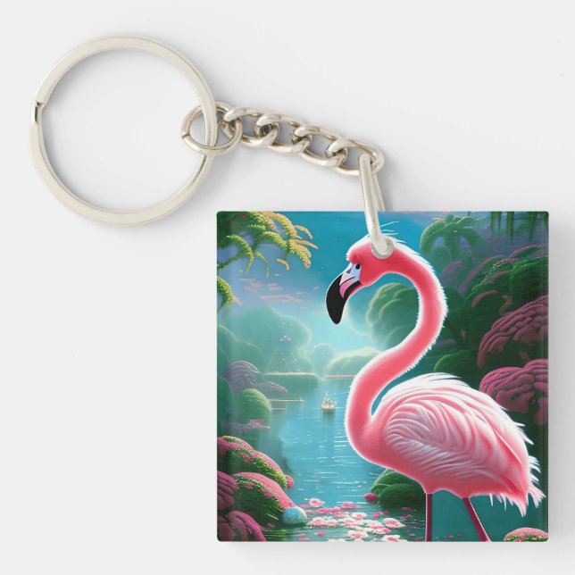 Elegant Tropical Flamingo-70852 Key Ring (Front)