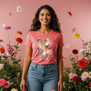 Elegant Tropical Floral Botanical Koi Fish Pond Tri-Blend Shirt