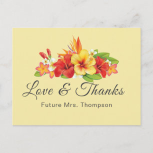 Elegant Tropical Floral Bridal Shower Thank You Postcard