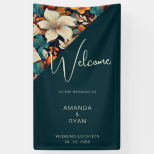 Elegant Tropical Floral Flower Pattern Wedding Banner