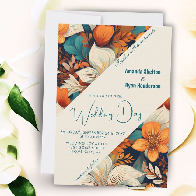 Elegant Tropical Floral Flower Wedding  Invitation (Creator Uploaded)
