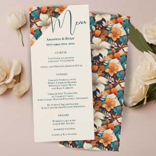 Elegant Tropical Floral Flower Wedding Menu