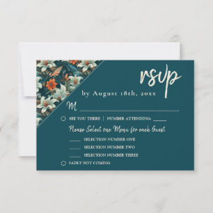 Elegant Tropical Floral Flower Wedding RSVP Card