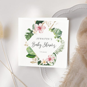 Elegant tropical floral hibiscus baby shower napkin
