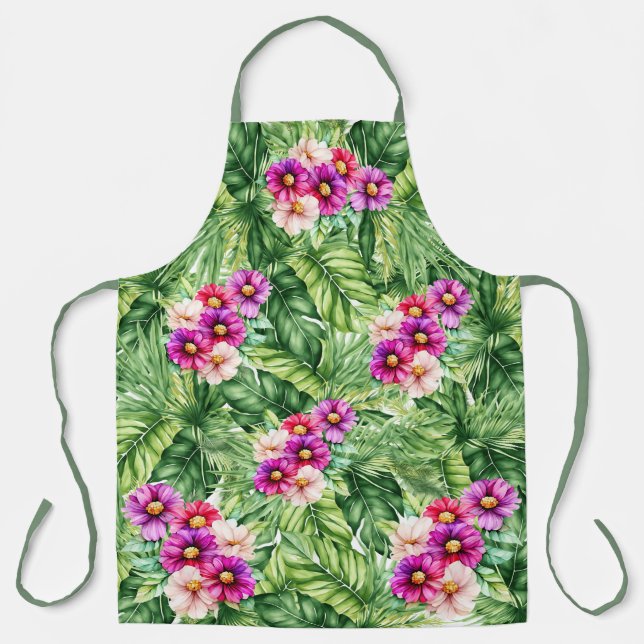 Elegant Tropical Floral Pattern  Apron (Front)