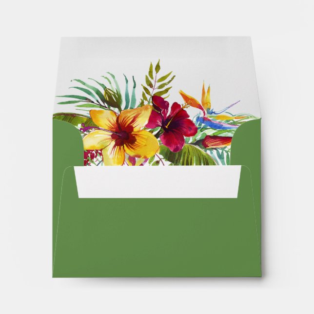Elegant Tropical Floral RSVP Address Envelope (Back (Bottom))