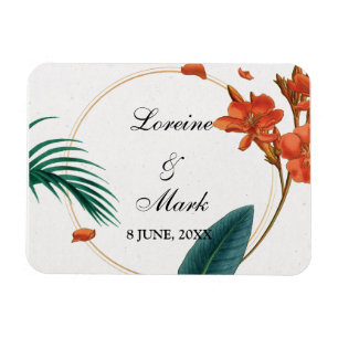 Elegant Tropical Floral Wedding Magnet