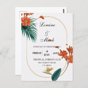 Elegant Tropical Floral Wedding Postcard