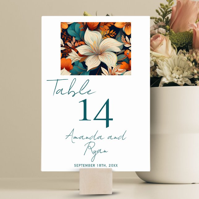 Elegant Tropical Flower Floral Wedding Table Number (Creator Uploaded)